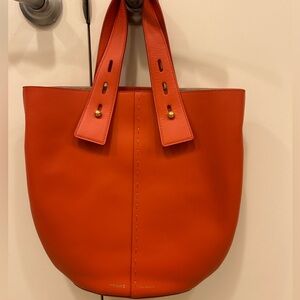 Frame Les Second Medium bucket style leather persimmon orange two way bag purse